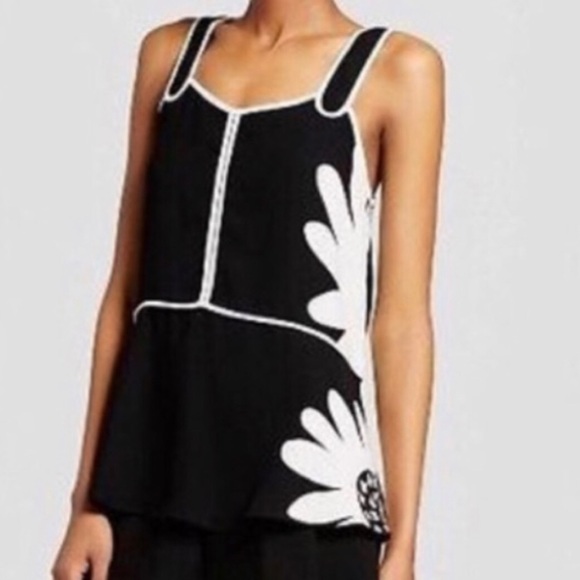 Victoria Beckham for Target Tops - VICTORIA BECKHAM Daisy Peplum Tank in Black/White